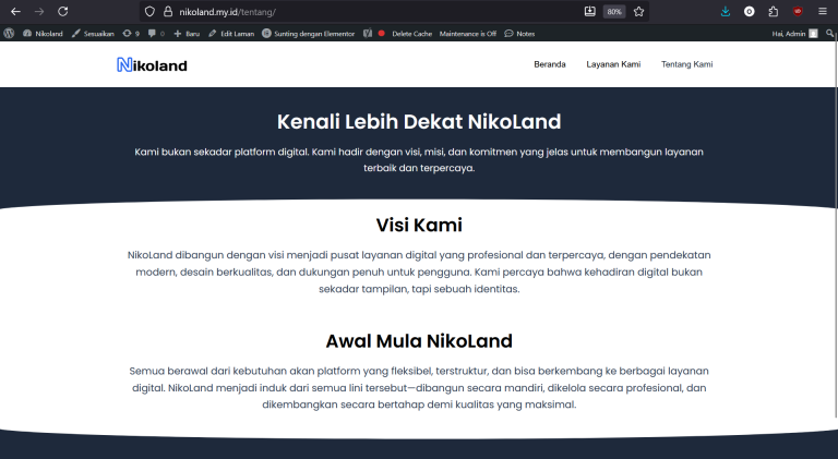 gambar dokumentasi halaman tentang kami nikoland